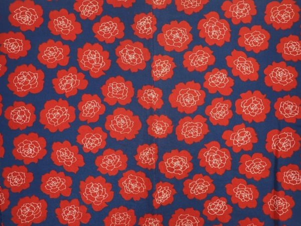 Photo3: 6909T10z520 Vintage Japanese Kimono Silk HAORI Rose Navy (3)