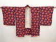 Photo7: 6909T10z520 Vintage Japanese Kimono Silk HAORI Rose Navy (7)