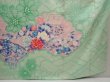 Photo7: 6909T13z1160 Vintage Japanese Kimono Silk FURISODE Peony Pistachio green (7)