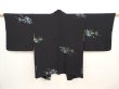 Photo1: 6910T01z560 Vintage Japanese Kimono Silk HAORI Plum blossom Black (1)