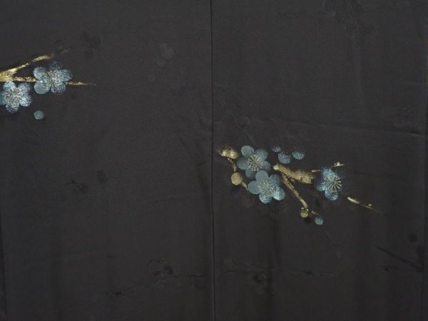 Photo3: 6910T01z560 Vintage Japanese Kimono Silk HAORI Plum blossom Black (3)