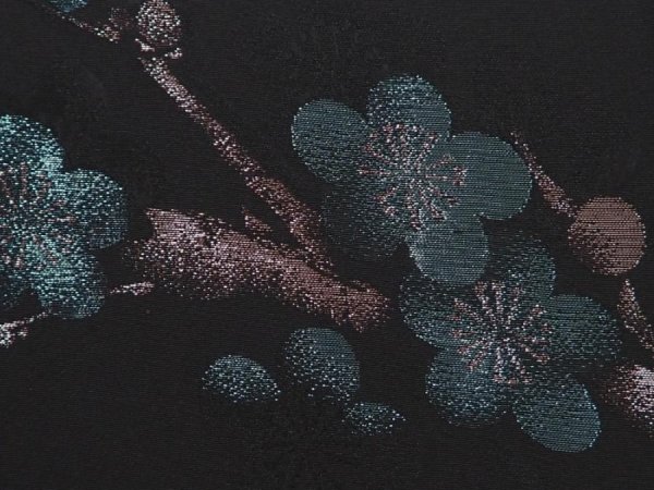 Photo4: 6910T01z560 Vintage Japanese Kimono Silk HAORI Plum blossom Black (4)