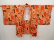 Photo5: 6910T02z590 Vintage Japanese Kimono Silk HAORI  Orangered (5)