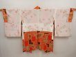 Photo6: 6910T02z590 Vintage Japanese Kimono Silk HAORI  Orangered (6)