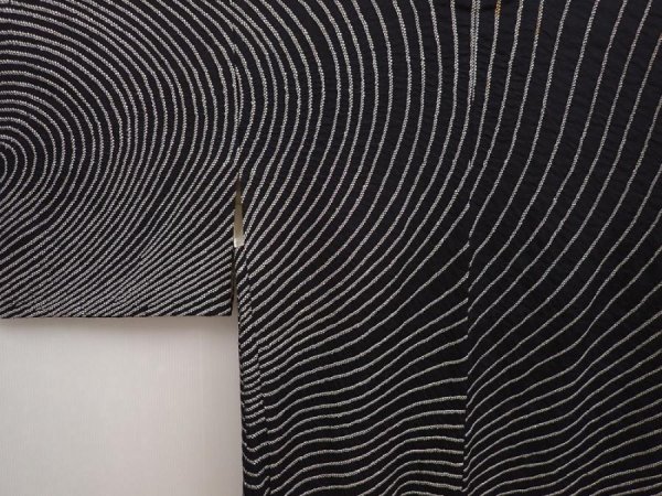 Photo3: 6910T03z560 Vintage Japanese Kimono Silk SHIBORI HAORI  Black (3)