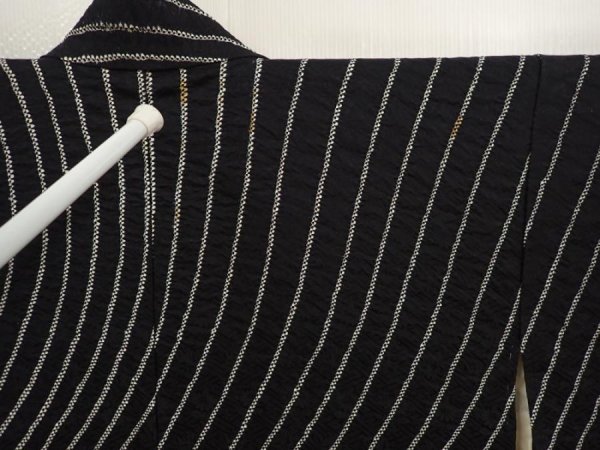 Photo5: 6910T03z560 Vintage Japanese Kimono Silk SHIBORI HAORI  Black (5)