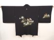 Photo1: 6910T04z630 Vintage Japanese Kimono Silk HAORI Princess Black (1)