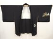 Photo6: 6910T04z630 Vintage Japanese Kimono Silk HAORI Princess Black (6)
