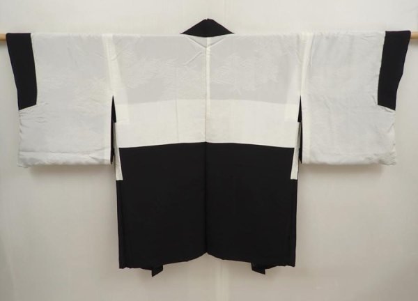 Photo7: 6910T04z630 Vintage Japanese Kimono Silk HAORI Princess Black (7)