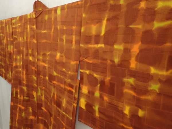Photo2: 6910T05z520 Vintage Japanese Kimono Silk HAORI  Brown (2)