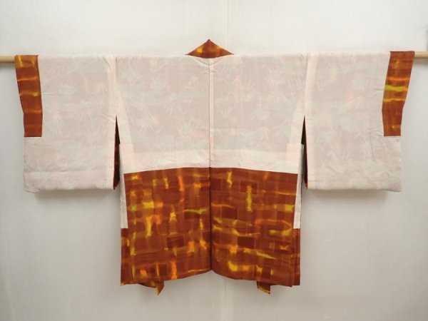 Photo6: 6910T05z520 Vintage Japanese Kimono Silk HAORI  Brown (6)