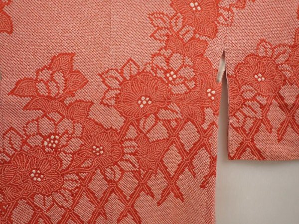 Photo3: 6910T06z590 Vintage Japanese Kimono Silk SHIBORI HAORI Flower Red-Pink (3)