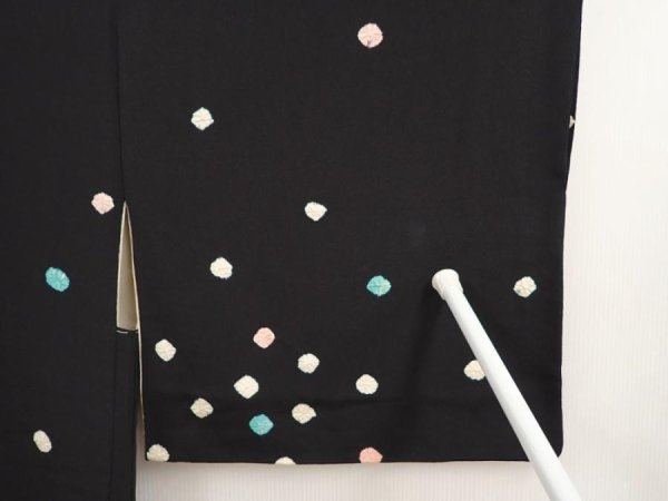 Photo5: 6910T07z520 Vintage Japanese Kimono Silk HAORI  Black (5)