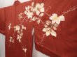 Photo2: 6910T08z560 Vintage Japanese Kimono Silk HAORI Leaf Red-Brown (2)