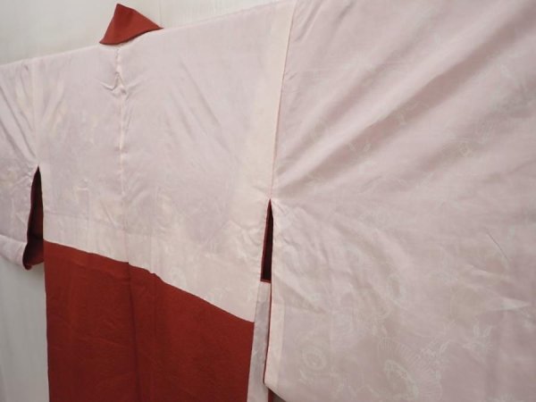Photo7: 6910T08z560 Vintage Japanese Kimono Silk HAORI Leaf Red-Brown (7)