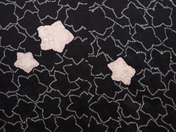 Photo3: 6910T09z430 Vintage Japanese Kimono Silk HAORI Maple Black (3)