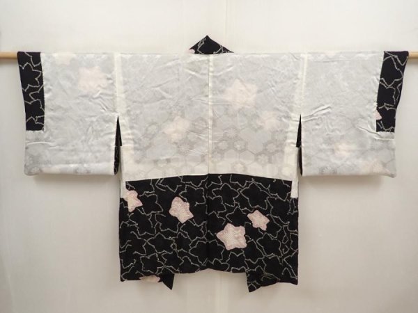 Photo6: 6910T09z430 Vintage Japanese Kimono Silk HAORI Maple Black (6)
