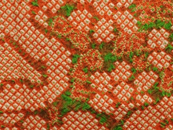 Photo4: 6910T10z510 Vintage Japanese Kimono Silk SHIBORI HAORI Flower Dark orange (4)