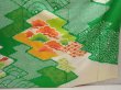 Photo7: 6910T12z970 Vintage Japanese Kimono Silk FURISODE Peony Green (7)