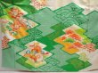 Photo8: 6910T12z970 Vintage Japanese Kimono Silk FURISODE Peony Green (8)