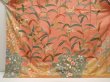 Photo5: 6910T13z1200  Japanese Kimono Silk FURISODE Leaf Dark coral (5)