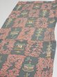 Photo3: 2V02z50  Japanese Kimono Silk  FABRIC Temple Green-Gray 40.9x14.2 (3)