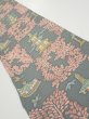 Photo1: 2V08z40  Japanese Kimono Silk  FABRIC Temple Green-Gray 56.7x7.1 (1)