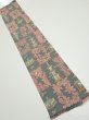 Photo1: 2V09z30  Japanese Kimono Silk  FABRIC Temple Green-Gray 37.8x6.9 (1)