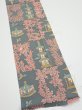 Photo3: 2V09z30  Japanese Kimono Silk  FABRIC Temple Green-Gray 37.8x6.9 (3)