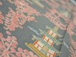Photo5: 2V09z30  Japanese Kimono Silk  FABRIC Temple Green-Gray 37.8x6.9 (5)