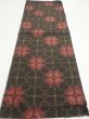 Photo5: 2V02z50  Japanese Kimono Silk TSUMUGI FABRIC Flower Black 41.3x14.4 (5)