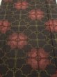Photo1: 2V04z80  Japanese Kimono Silk TSUMUGI FABRIC Flower Black 63.0x14.4 (1)