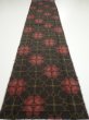 Photo5: 2V04z80  Japanese Kimono Silk TSUMUGI FABRIC Flower Black 63.0x14.4 (5)