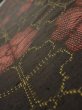 Photo4: 2V07z40  Japanese Kimono Silk TSUMUGI FABRIC Flower Black 56.7x7.1 (4)