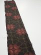 Photo3: 2V08z40  Japanese Kimono Silk TSUMUGI FABRIC Flower Black 55.9x7.1 (3)