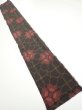 Photo5: 2V08z40  Japanese Kimono Silk TSUMUGI FABRIC Flower Black 55.9x7.1 (5)