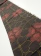 Photo1: 2V09z50  Japanese Kimono Silk TSUMUGI FABRIC Flower Black 77.2x7.1 (1)