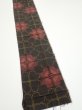 Photo2: 2V09z50  Japanese Kimono Silk TSUMUGI FABRIC Flower Black 77.2x7.1 (2)