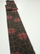 Photo3: 2V09z50  Japanese Kimono Silk TSUMUGI FABRIC Flower Black 77.2x7.1 (3)