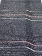 Photo1: 2V01z50  Japanese Kimono Silk  FABRIC  Black 38.6x14.6 (1)