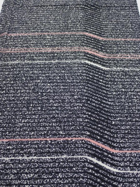 Photo1: 2V02z50  Japanese Kimono Silk  FABRIC  Black 37.8x14.8 (1)
