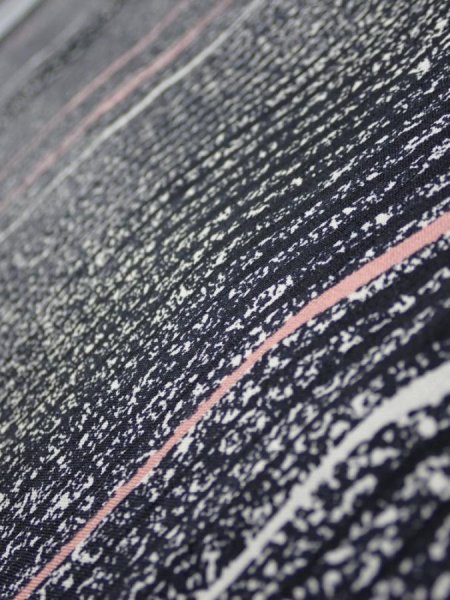 Photo4: 2V02z50  Japanese Kimono Silk  FABRIC  Black 37.8x14.8 (4)