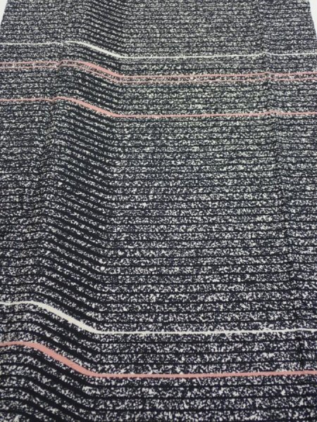Photo1: 2V04z80  Japanese Kimono Silk  FABRIC  Black 66.1x14.6 (1)