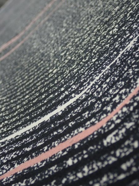Photo4: 2V04z80  Japanese Kimono Silk  FABRIC  Black 66.1x14.6 (4)