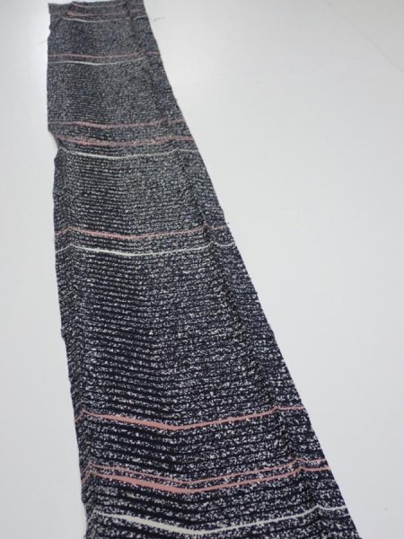 Photo3: 2V07z40  Japanese Kimono Silk  FABRIC  Black 55.9x7.3 (3)