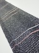 Photo1: 2V08z40  Japanese Kimono Silk  FABRIC  Black 55.1x7.3 (1)