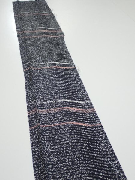 Photo3: 2V08z40  Japanese Kimono Silk  FABRIC  Black 55.1x7.3 (3)