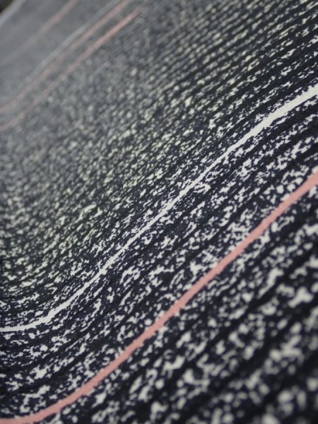 Photo4: 2V08z40  Japanese Kimono Silk  FABRIC  Black 55.1x7.3 (4)