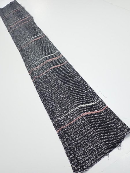 Photo5: 2V08z40  Japanese Kimono Silk  FABRIC  Black 55.1x7.3 (5)