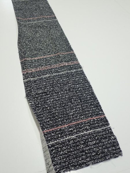 Photo2: 2V09z50  Japanese Kimono Silk  FABRIC  Black 79.1x7.3 (2)